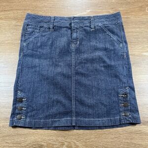 Converse One Star Women's Denim Mini Skirt Size 12 Blue Button Detail